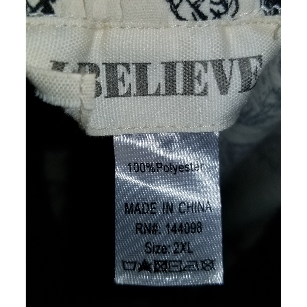 I Believe Wide Leg Pants Women 2XL Ivory Black Butterfly Print EUC WNP1220 - Picture 3 of 6